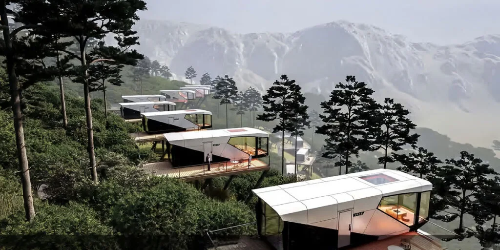 resort di case con capsule spaziali