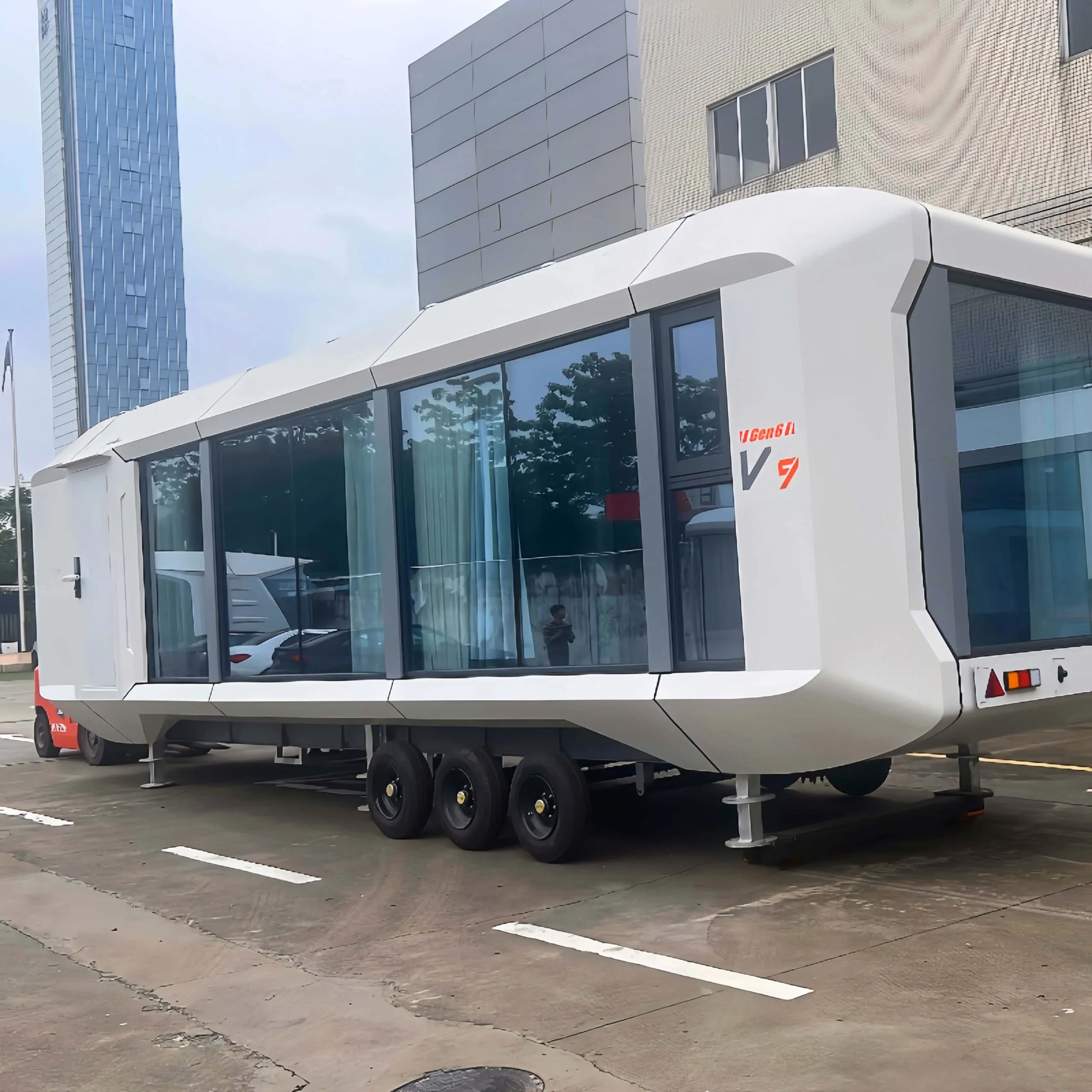 Casa mobile cinese a capsula, rimorchio per auto/roulotte (rimorchio) CV9-38㎡ - Immagine 2