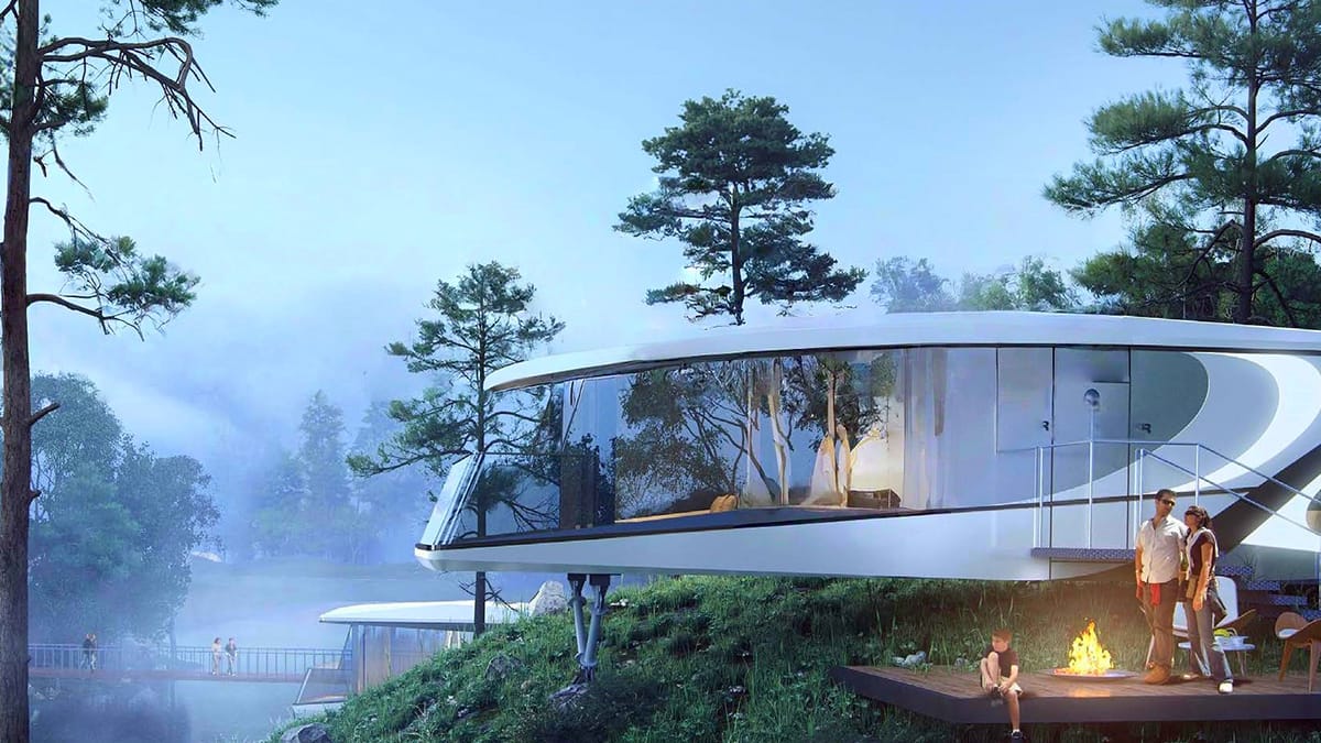 Mountain glass pod capsule